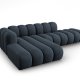 MICADONI Lupin Modulr pen hjrnesofa, venstre, 5 seter - bl chenille og sort plast