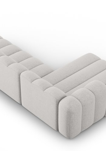 MICADONI Lupin Modulr pen hjrnesofa, venstre, 5 seter - gr chenille og sort plast