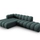 MICADONI Lupin Modulr pen hjrnesofa, venstre, 5 seter - bl chenille og sort plast