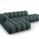 MICADONI Lupin Modulr pen hjrnesofa, venstre, 5 seter - bl chenille og sort plast
