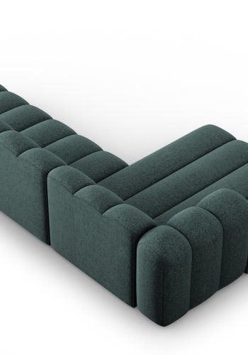 MICADONI Lupin Modulr pen hjrnesofa, venstre, 5 seter - bl chenille og sort plast