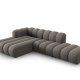 MICADONI Lupin Modulr pen hjrnesofa, venstre, 5 seter - gr chenille og sort plast