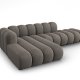 MICADONI Lupin Modulr pen hjrnesofa, venstre, 5 seter - gr chenille og sort plast