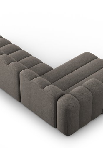 MICADONI Lupin Modulr pen hjrnesofa, venstre, 5 seter - gr chenille og sort plast