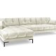 MICADONI Mamaia hjrnesofa, venstre, 5 seter - beige flyel og sort metall