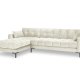 MICADONI Mamaia hjrnesofa, venstre, 5 seter - beige flyel og sort metall