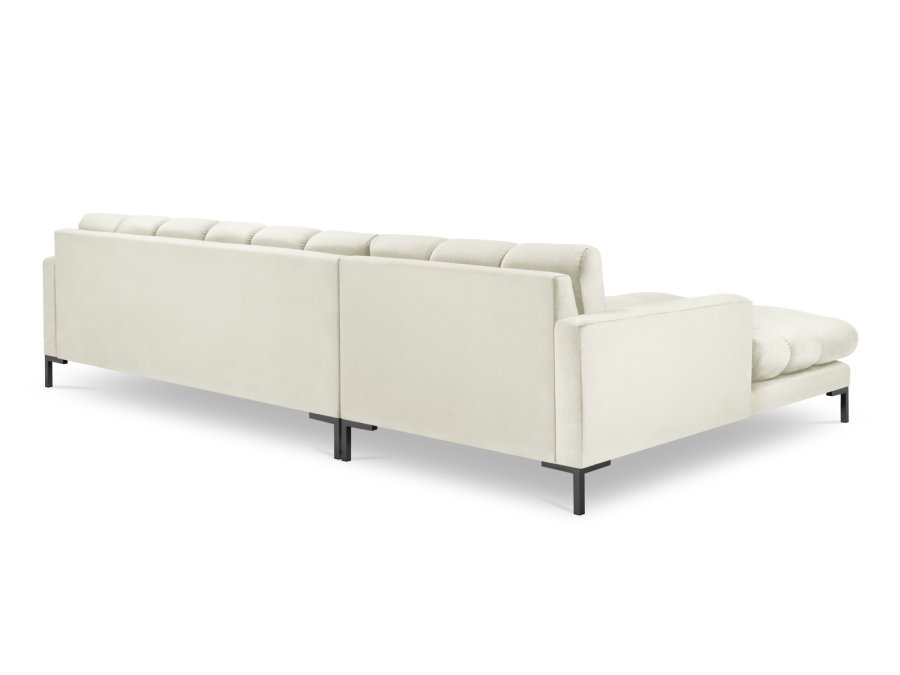 MICADONI Mamaia hjrnesofa, venstre, 5 seter - beige flyel og sort metall