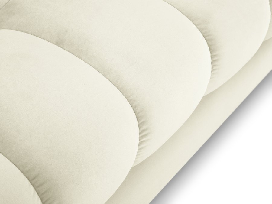 MICADONI Mamaia hjrnesofa, venstre, 5 seter - beige flyel og sort metall