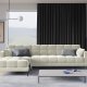 MICADONI Mamaia hjrnesofa, venstre, 5 seter - beige flyel og sort metall