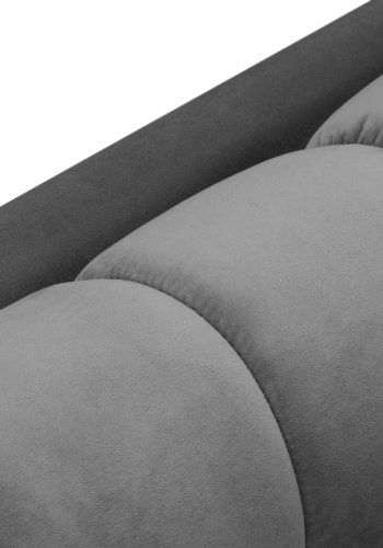 MICADONI Mamaia hjrnesofa, venstre, 5 seter - gr flyel og sort metall