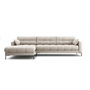 MICADONI Mamaia hjrnesofa, venstre, 5 sder - beige stof og sort metal