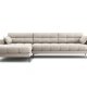 MICADONI Mamaia hjrnesofa, venstre, 5 seter - beige stoff og sort metall