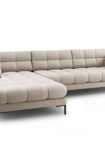 MICADONI Mamaia hjrnesofa, venstre, 5 seter - beige stoff og sort metall