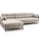 MICADONI Mamaia hjrnesofa, venstre, 5 seter - beige stoff og sort metall