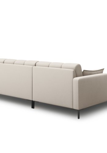 MICADONI Mamaia hjrnesofa, venstre, 5 seter - beige stoff og sort metall