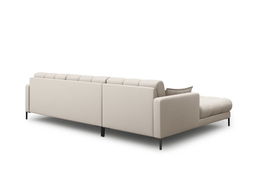 MICADONI Mamaia hjrnesofa, venstre, 5 seter - beige stoff og sort metall