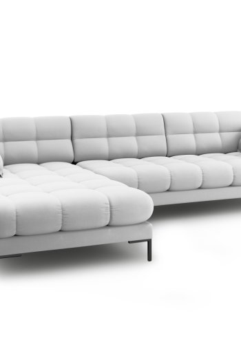 MICADONI Mamaia hjrnesofa, venstre, 5 seter - grtt stoff og sort metall