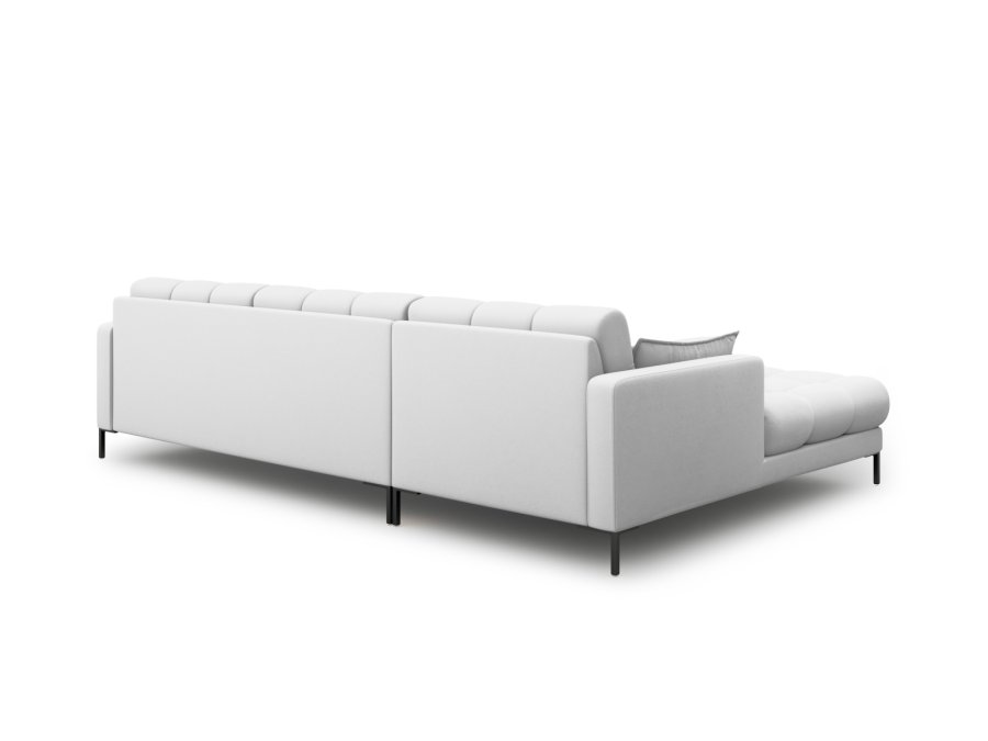 MICADONI Mamaia hjrnesofa, venstre, 5 seter - grtt stoff og sort metall