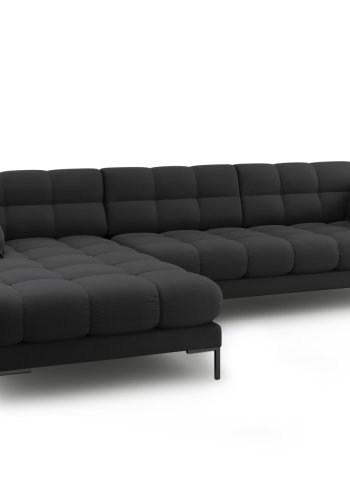 MICADONI Mamaia hjrnesofa, venstre, 5 seter - antrasittgr stoff og sort metall