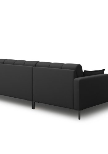 MICADONI Mamaia hjrnesofa, venstre, 5 seter - antrasittgr stoff og sort metall