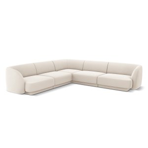 MICADONI Miley Symmetrical hjrnesofa, 5 sder - beige fljl og sort plast