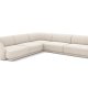 MICADONI Miley Symmetrisk hjrnesofa, 5 seter - beige flyel og sort plast