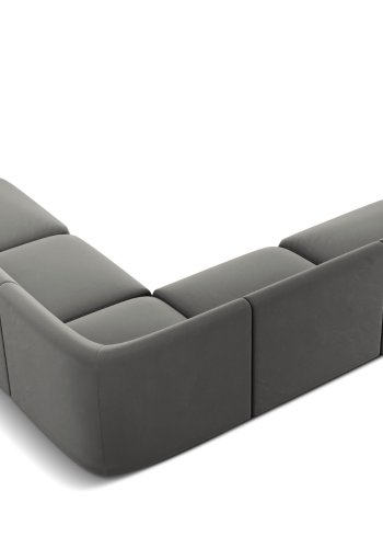 MICADONI Miley Symmetrisk hjrnesofa, 5 seter - gr flyel og sort plast