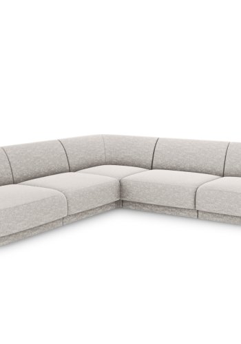 MICADONI Miley Symmetrisk hjrnesofa, 5 seter - gr chenille og sort plast