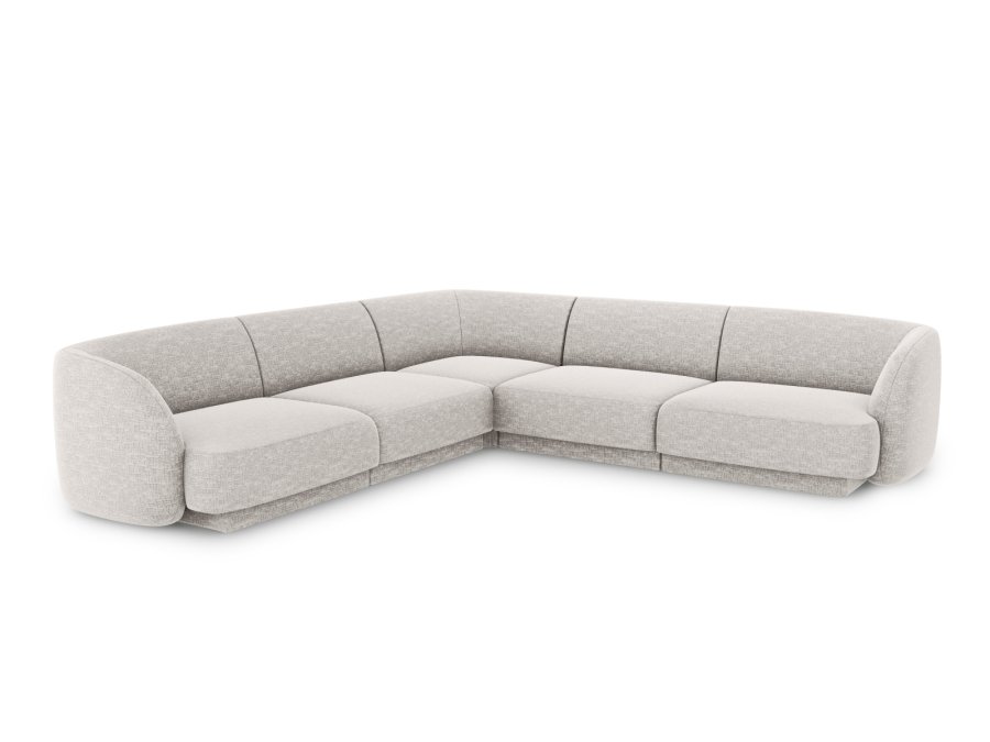 MICADONI Miley Symmetrisk hjrnesofa, 5 seter - gr chenille og sort plast