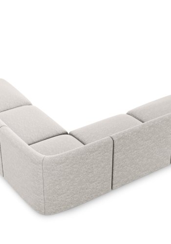 MICADONI Miley Symmetrisk hjrnesofa, 5 seter - gr chenille og sort plast