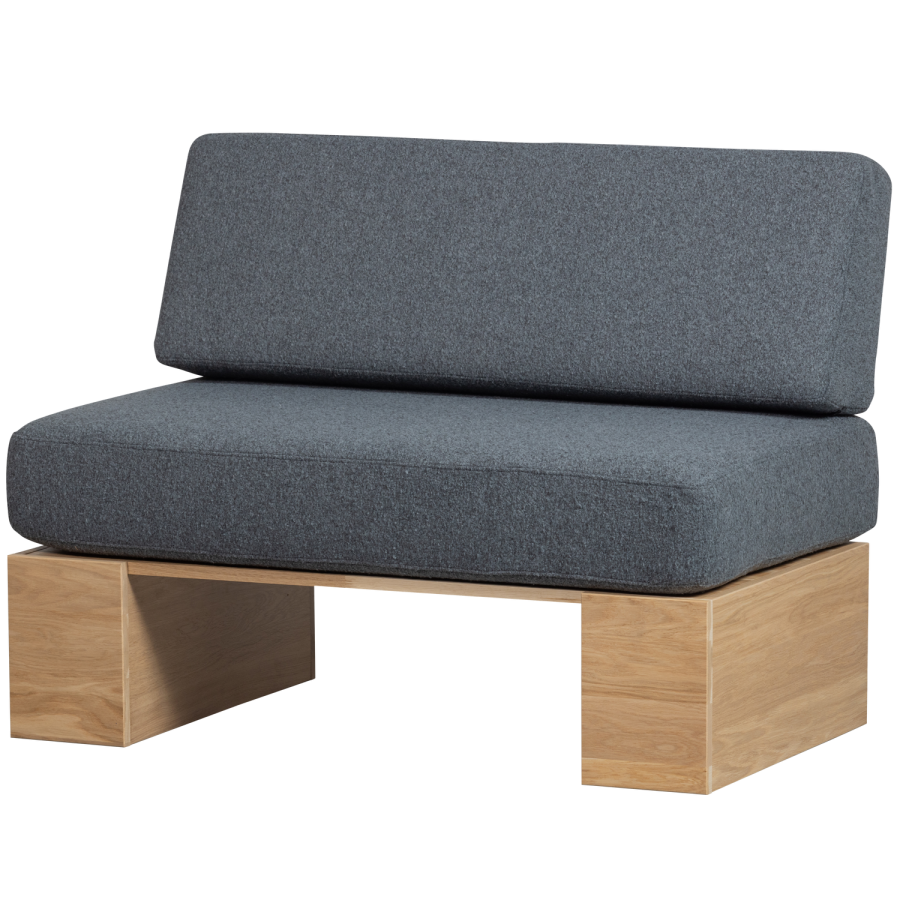 WOOOD EAT UP Väggbänk i naturlig ek med jeansdynor [fsc]