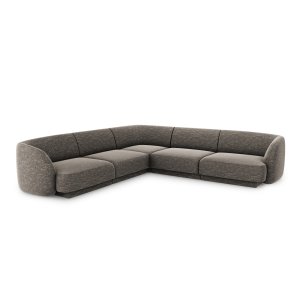 MICADONI Miley Symmetrical hjrnesofa, 5 sder - gr chenille og sort plast