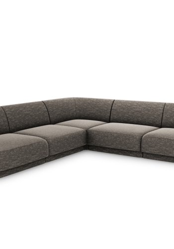 MICADONI Miley Symmetrisk hjrnesofa, 5 seter - gr chenille og sort plast