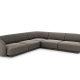 MICADONI Miley Symmetrisk hjrnesofa, 5 seter - gr chenille og sort plast