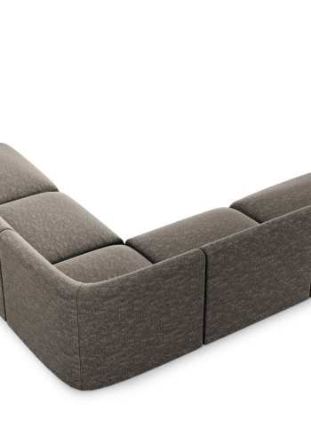MICADONI Miley Symmetrisk hjrnesofa, 5 seter - gr chenille og sort plast