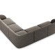 MICADONI Miley Symmetrisk hjrnesofa, 5 seter - gr chenille og sort plast