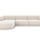 MICADONI Miley hjrnesofa, venstre, 4 seter - beige flyel og sort plast
