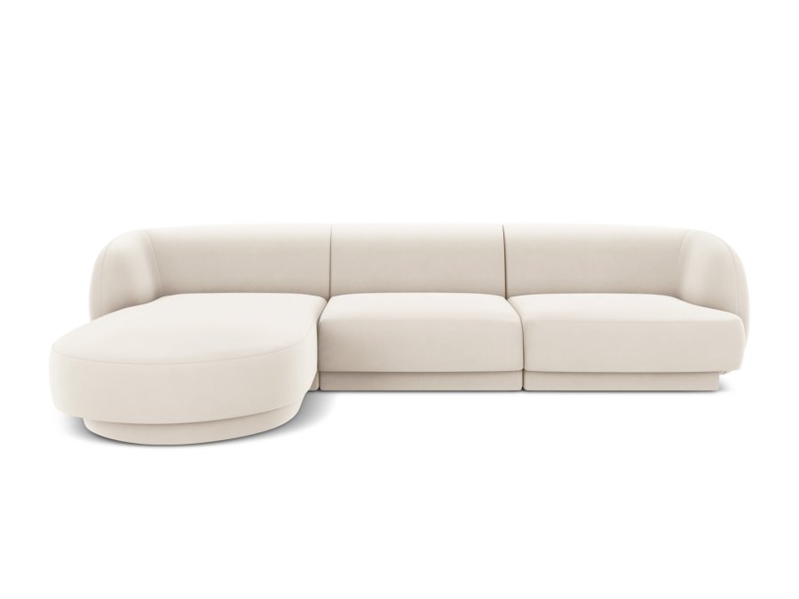 MICADONI Miley hjrnesofa, venstre, 4 seter - beige flyel og sort plast