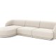 MICADONI Miley hjrnesofa, venstre, 4 seter - beige flyel og sort plast