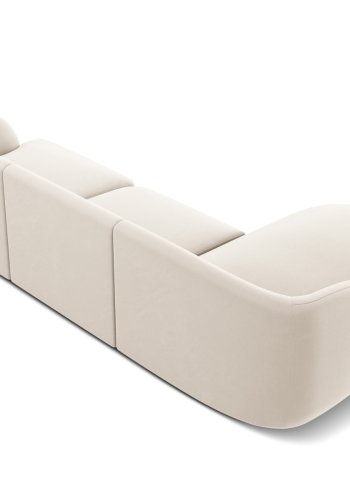 MICADONI Miley hjrnesofa, venstre, 4 seter - beige flyel og sort plast