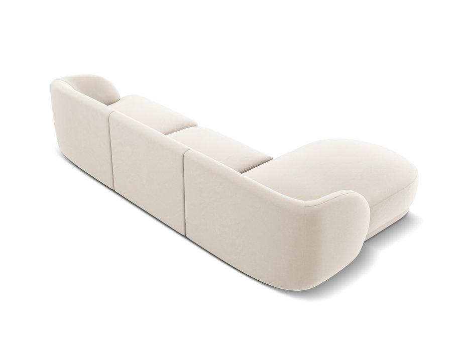 MICADONI Miley hjrnesofa, venstre, 4 seter - beige flyel og sort plast