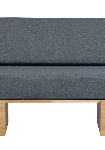 WOOOD EAT UP Väggbänk i naturlig ek med jeansdynor [fsc]