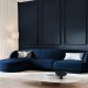 MICADONI Miley hjrnesofa, venstre, 4 seter - bl flyel og sort plast