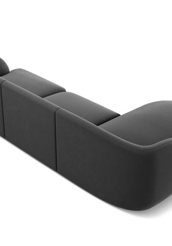 MICADONI Miley hjrnesofa, venstre, 4 seter - gr flyel og sort plast