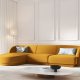 MICADONI Miley hjrnesofa, venstre, 4 seter - gul flyel og sort plast