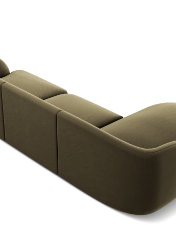 MICADONI Miley hjrnesofa, venstre, 4 seter - grnn flyel og sort plast