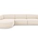 MICADONI Miley hjrnesofa, venstre, 4 seter - beige chenille og sort plast