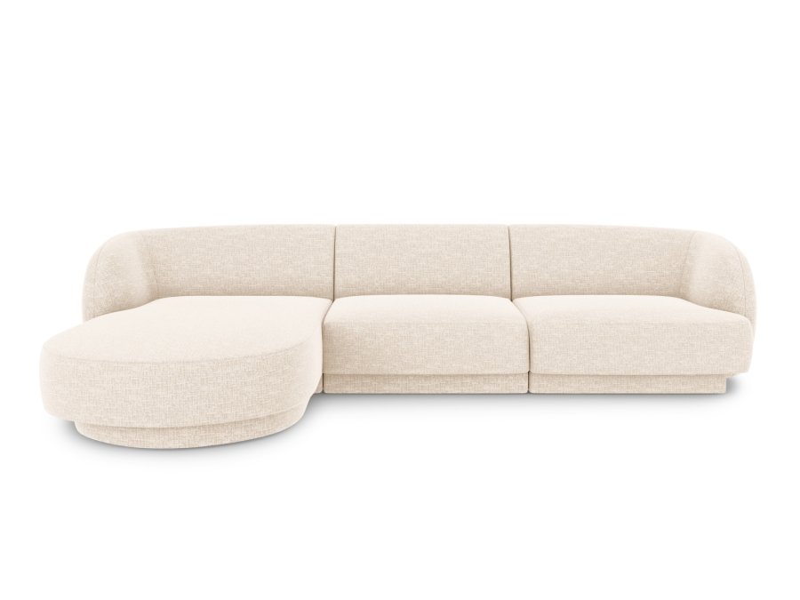 MICADONI Miley hjrnesofa, venstre, 4 seter - beige chenille og sort plast