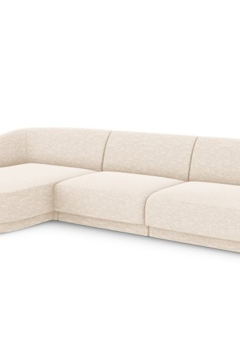 MICADONI Miley hjrnesofa, venstre, 4 seter - beige chenille og sort plast