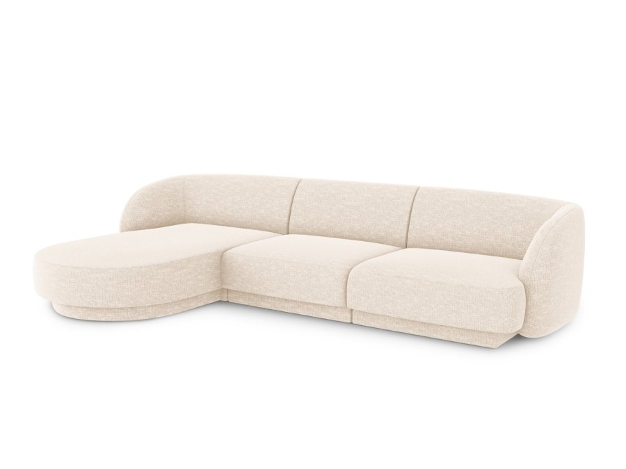 MICADONI Miley hjrnesofa, venstre, 4 seter - beige chenille og sort plast